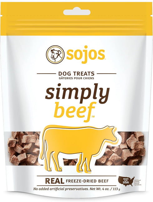 Natural Pet Food Simply Beef Freeze-Dried Dog Treats, 4 oz, Yellow by SOJOS