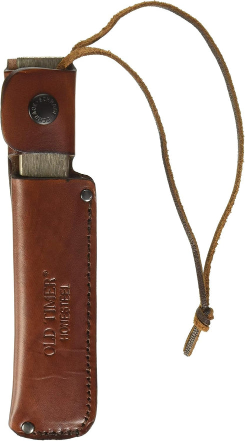 Old Timer HS1 Honesteel - Steel Construction with Brown Leather Sheath for Outdoor, Survival, Hunting, Camping
