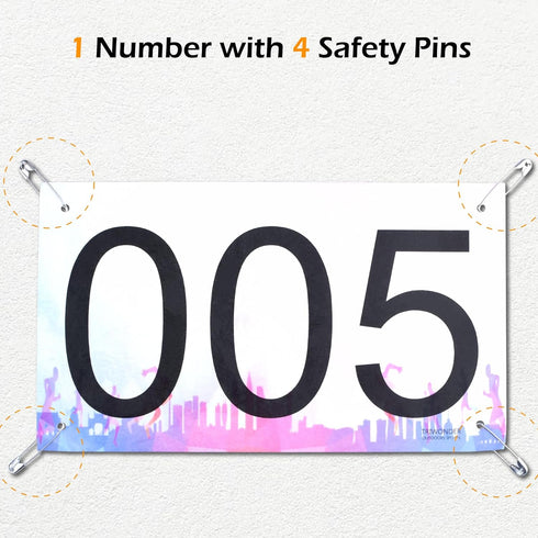 4"x7" 001-200) TRIWONDER Race Bibs Running Numbers with Safety Pins, Tyvek Large Numbers for Marathon Runners Events
