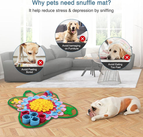 Ankilo 20''*20'' Snuffle Mat for Dogs, Interactive Foraging Puzzle Blanket, Dog Feeding Mat with Non-Slip Bottom