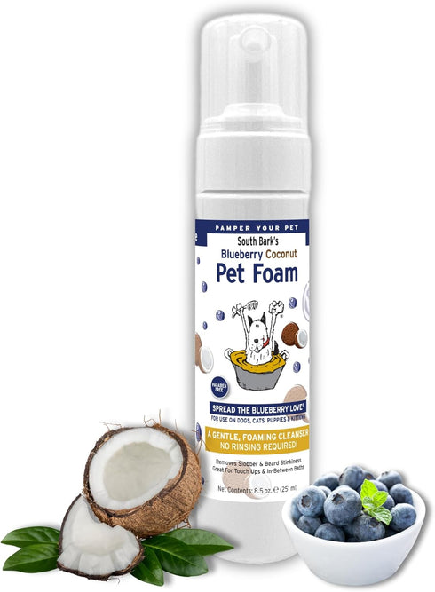 Showseason Blueberry-Coconut Pet Face Foam Cleanser for Dogs and Cats, 8.5 oz | Biodegradable, Non-Toxic, Easy Cleaning