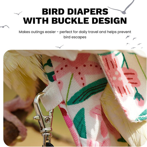 QBLEEV Bird Diapers, Reusable Cockatiel Flight Suit with Adjustable Straps, Parrot Pigeon Pants Urine Wet Leakproof