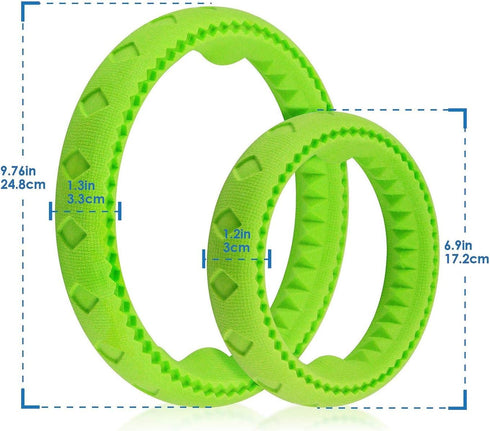 Dog Chewing Ring - Soft Rubber Dental Chewing Toy for Small and Medium Dogs, 10", Green