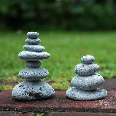 OwMell Balanced Stones Cairn Statue, Stacked Zen Rock Decor for Small Fish Tank Micro Landscape Decoration 3.7"