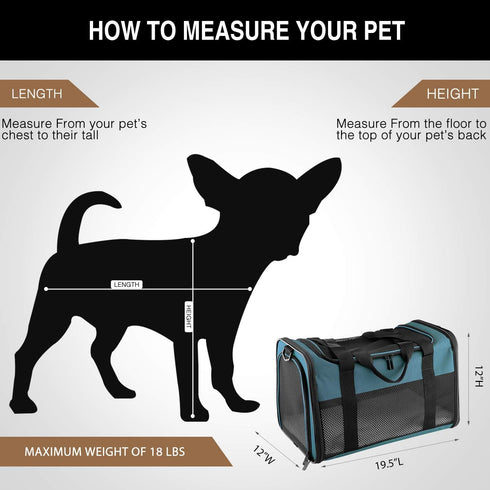 Portable Foldable Cat Carrier, Soft-Sided Pet Bag for Dogs & Cats up to 28 lbs, Airline Approved Travel Carrier