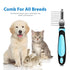 Flexzion Dogs Dematting Comb, Stainless Steel Blades Rakes for Matted Knotted Hair, Grooming Tool - Black & Blue
