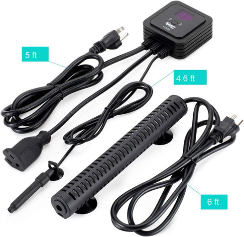 200 15-30 hygger Watt Aquarium Heater with LED Digital Temperature Controller, Submersible Fish Tank Water Heater