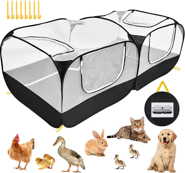Jhua Pet Playpen for Small Animals, Portable Chicken Run with Detachable Bottom