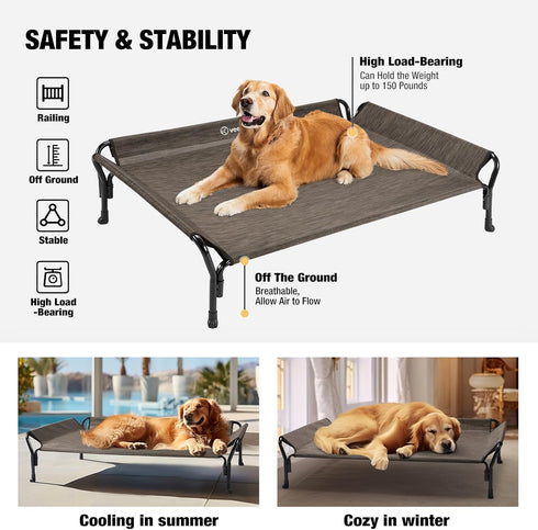 Veehoo Cooling Raised Dog Bed, Guardrail Elevated Chewproof Frame with Washable & Breathable Mesh, Non-Slip, X Large,