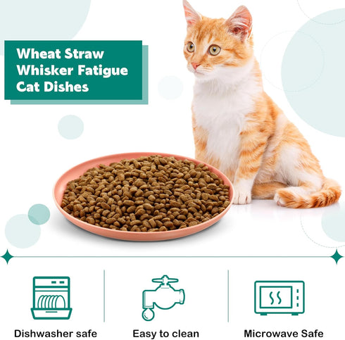 Gerrii 12 Pieces Shallow Cat Bowls, 6 Inch Wheat Straw Cat Food Dish for Kittens and Short Legged Cats