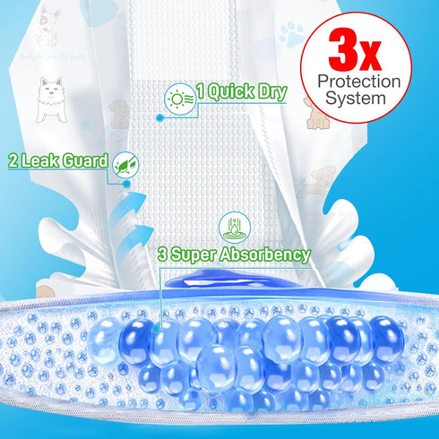 100 Count, Dog Diapers Male Disposable Super Absorbent, Male Dog Wraps Leak Proof, Ultra Dry & Breathable, Medium