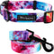 Tie Dye Dog Collar and Leash Set for Small Medium Large Dogs, Tie Dye Collars (S: 9.8'' - 12'')