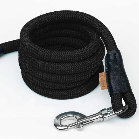 Dog Leash, Braided Rope Traction Lead for Medium/Large Dogs, 6FT (1/2") - Black