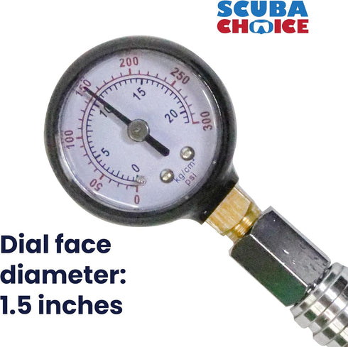 Scuba Choice Regulator Intermediate Pressure Checker Gauge, 1.5 Inch, 300 PSI, Compact & Easy-to-Use