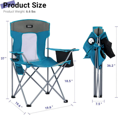 Camping Folding Chair Outdoor Lawn Portable Lightweight Camp Folding Chairs for Adult Outside with Cup Holder, Cooler