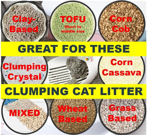 Large Cat Kitty Litter Box Poop Pooper Scoop with Holder, Sturdy Durable, Light, 1+2+1pcs, White