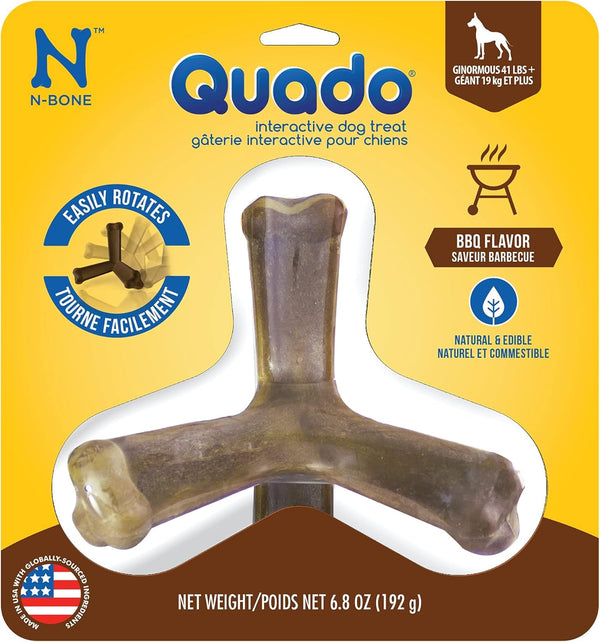 N-Bone Quado Interactive Treat, BBQ Flavor, Large, Hickory (701207) - 6.8 Ounce Pack of 1