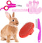 4 Pieces Bunny Grooming Kit with Pet Hair Remover, Nail Clipper, Comb, and Bath Brush for Rabbit, Hamster, Bunny (Pink,