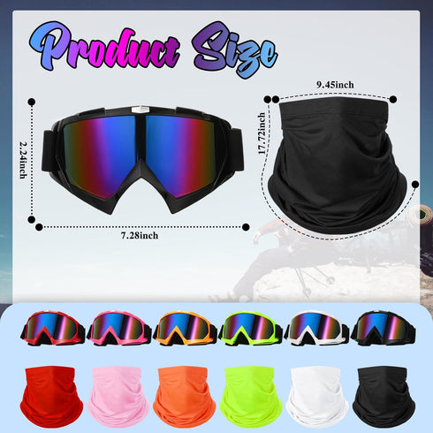 Poen 6 Pcs Motorcycle Goggles Windproof Adjustable ATV Snow Dirt Bike Safety Goggles for Men Women