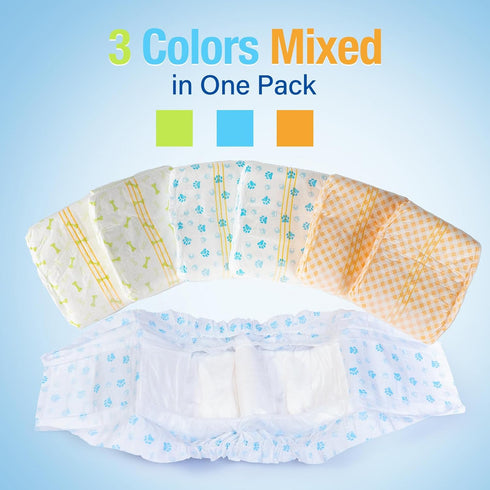 48 Counts Pet Soft Disposable Male Dog Wraps - Dog Diapers for Male Dogs, Puppy Diapers with Wetness Indicator XSmall