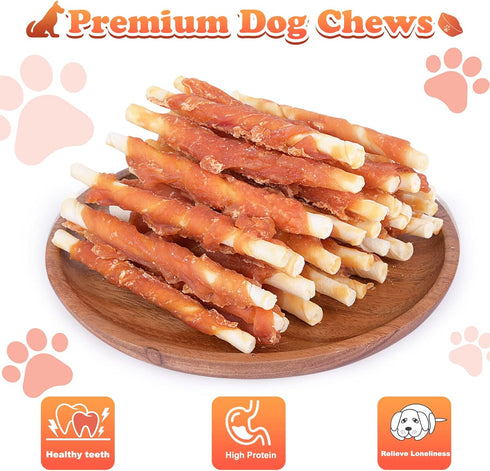 2lb Chicken Wrapped White Rawhide Sticks Dog Treats Puppy Training Snacks Dog Chews Treats