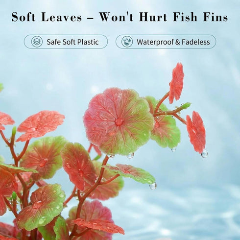 LIYAOLI 2 Pack Aquarium Artificial Plants Tall Realistic Fish Tank Plants Decor with Stable Base, Safe Soft Leaves