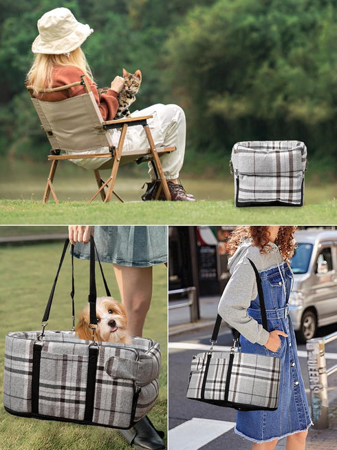 13lbs(Grid Prpeko Small Dog Car Seat, Portable Dog Seat with Soft Washable Cushion,Center Console Dog Car Seat