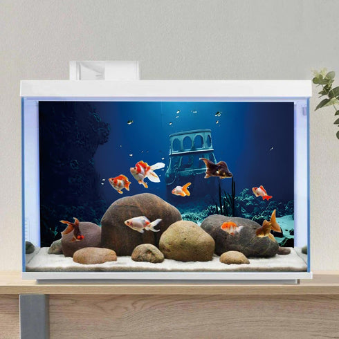 AWERT Undersea Aquarium Background 72x18 inches - Ruins Shipwreck Fish Tank Background