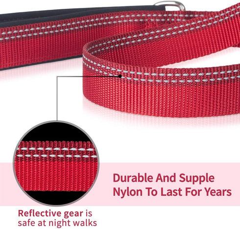 Short Dog Leash, 3ft Heavy Duty Reflective Adjustable Strong Lead, Soft Padded Traffic Handle for Medium Large Dog