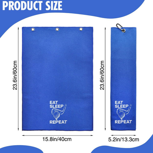 Hafhue Eat Sleep Repeat Embroidered Golf Towel - Golf Accessories Gift for Men, Women, Dad, Grandpa Golf Lovers