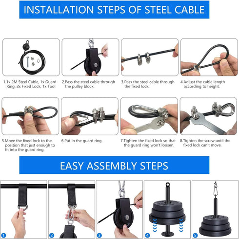 LFJ LAT Pull Down and Lift Weight Pulley System, Cable Machine Pulley Attachment for Home Gym Equipment