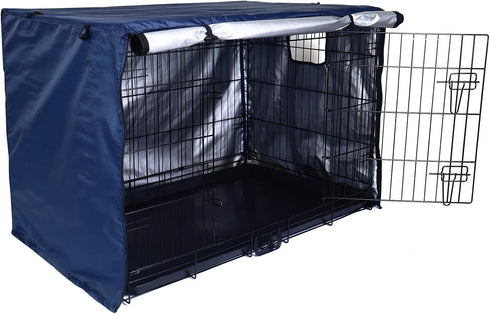 Durable Dog Crate Cover-Double Door, Waterproof Anti-UV Dog Cage Cover for 24-54 inches Crate