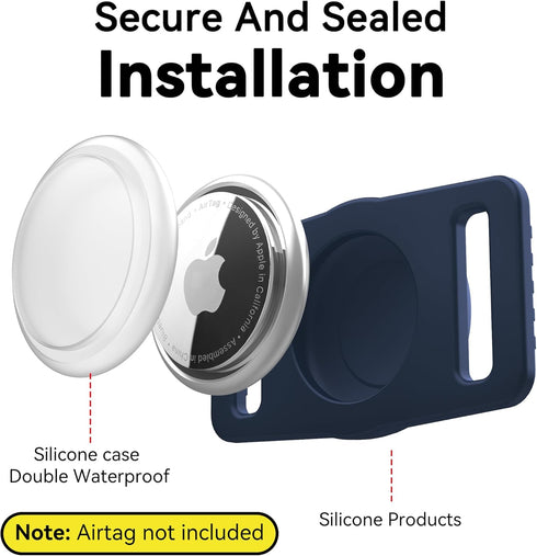 Airtag Dog Collar Holder 2 Pack, Waterproof Cat Collar Holder for Apple AirTag, Silicone Case for Cat Dog Collars (Navy)