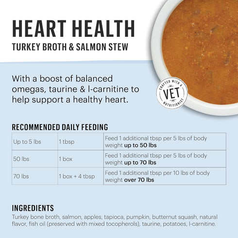 The Honest Kitchen Functional Pour Overs, Heart Health Turkey Broth & Salmon Stew Dog Food Topper, 5.5 oz x12