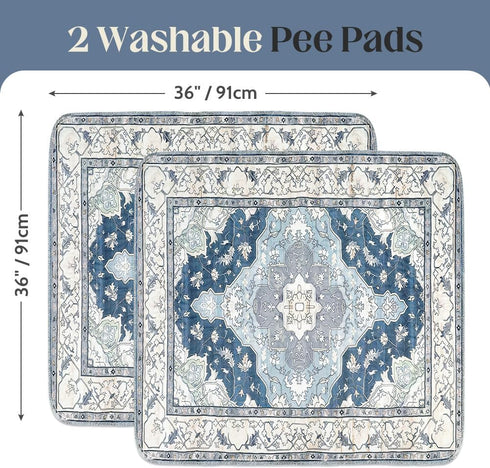 2 Pack 36"x36" Washable Pee Pads for Dogs Reusable Puppy Training Pads Super Absorbent Waterproof Dog Training Pads