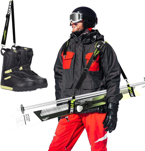 Hikeen Ski Carrier Straps, Adjustable Anti-slip Shoulder Slings for Poles and Boot Downhill Skis