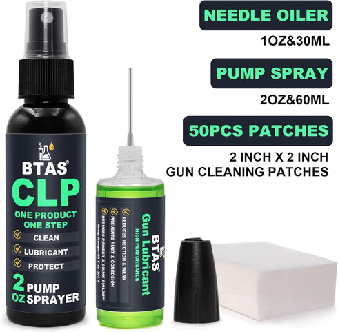 2oz 1 oz BTAS Gun Cleaner and Lubricant CLP Gun Oil Cleaning Kit Universal Spray Solvent & Needle Oiler Bottle