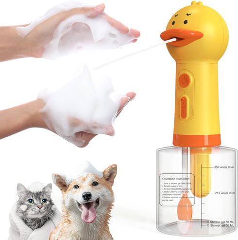 Electric Dog Shampoo Dispenser, Dog Shampoo Sprayer Duck Foamer for Bathtub and Kitchen Sink Cleaning