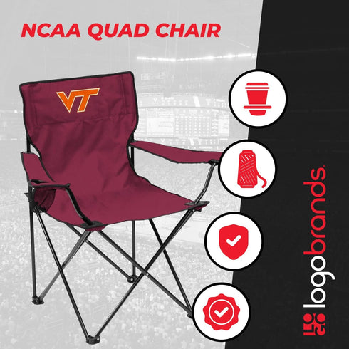 NCAA Portable Quad Chair - Folding Tailgate Chair with Cup Holder