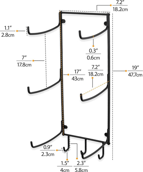 Wallniture Guru Wall Mount Yoga Mat Rack - Foam Roller and Towel Rack with 3 Hooks for Yoga Strap