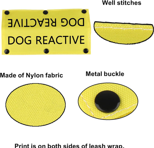 Funny Dog Leash Sleeve, Dog Reactive Wrap Alert Hanging ID Patch Tag, Pet Birthday Gift (Dog Reactive-YE Sleeve)