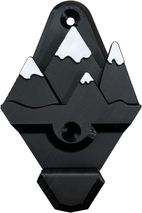 Snowboard Wall Mount with Hooks - Universal Design Snowboard Rack, Space Saver Wall Art (Black & White)