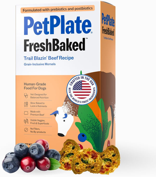 PetPlate Trail Blazin' Beef FreshBaked Dry Dog Food Grain-Inclusive, Gently Baked and