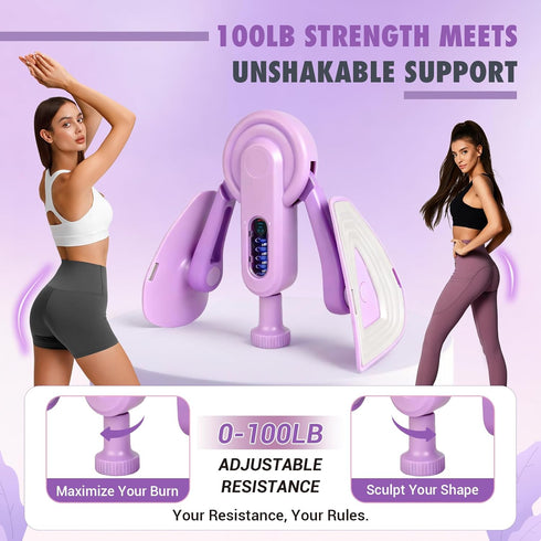 JHMFDDSB 10-100LB 360 Thigh Trainer Thigh Exerciser for Women, Enhanced Adjustable Resistance Inner Thigh Exerciser