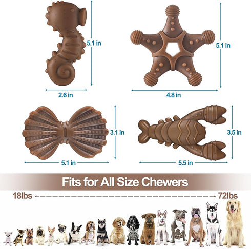 Dog Chew Toys for Aggressive Chewers, 4 Pack Indestructible Dog Toys with Tough Nylon, Chew Toy Gift for Dogs of All Breed Sizes