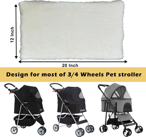 Ultra Soft Pet Stroller Pad for Small Medium Dogs, Cat Dog Mattress Mat 21"X12" Folding Removable Cushion, Beige
