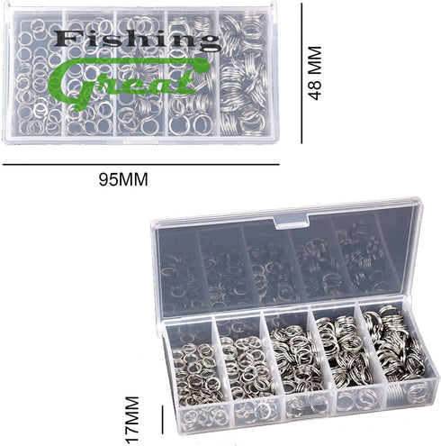GREATFISHING 200PCS High Strength Heavy Stainless Steel Split Ring Lure Connector with Fishing Pliers, 30lb to 120lb
