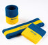 Muztaga Sports Wristbands for Men & Women - Blue & Yellow Two-Tone Soft Breathable Terry Cloth | Moisture Wicking