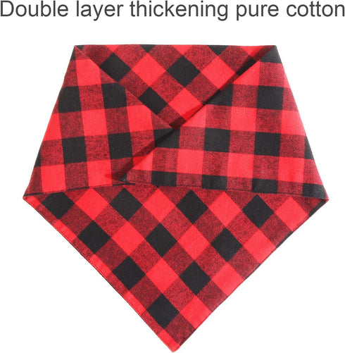 Bememo 4 Pack Christmas Dog Bandanas, Classic Buffalo Plaid Pet Bandana Scarfs for Small Medium Large Pets