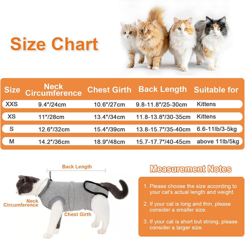 DogLemi Cat Surgery Recovery Suit, Universal Male Female Onesie After Spay Neuter, Soft E-Collar Alternative (M)